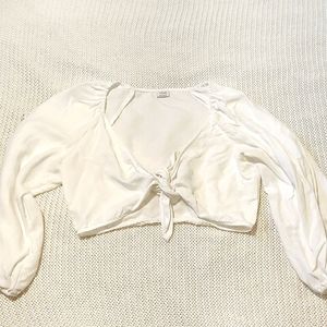 L White Linen cropped Aritzia Blouse